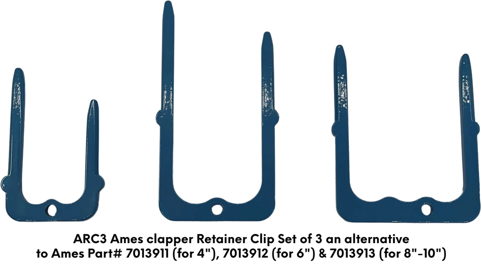 ARC3. Ames Clapper Retainer Clip Set of 3 for Ames 2000, 3000 & 4000 assemblies sizes 4", 6" & 8-10"