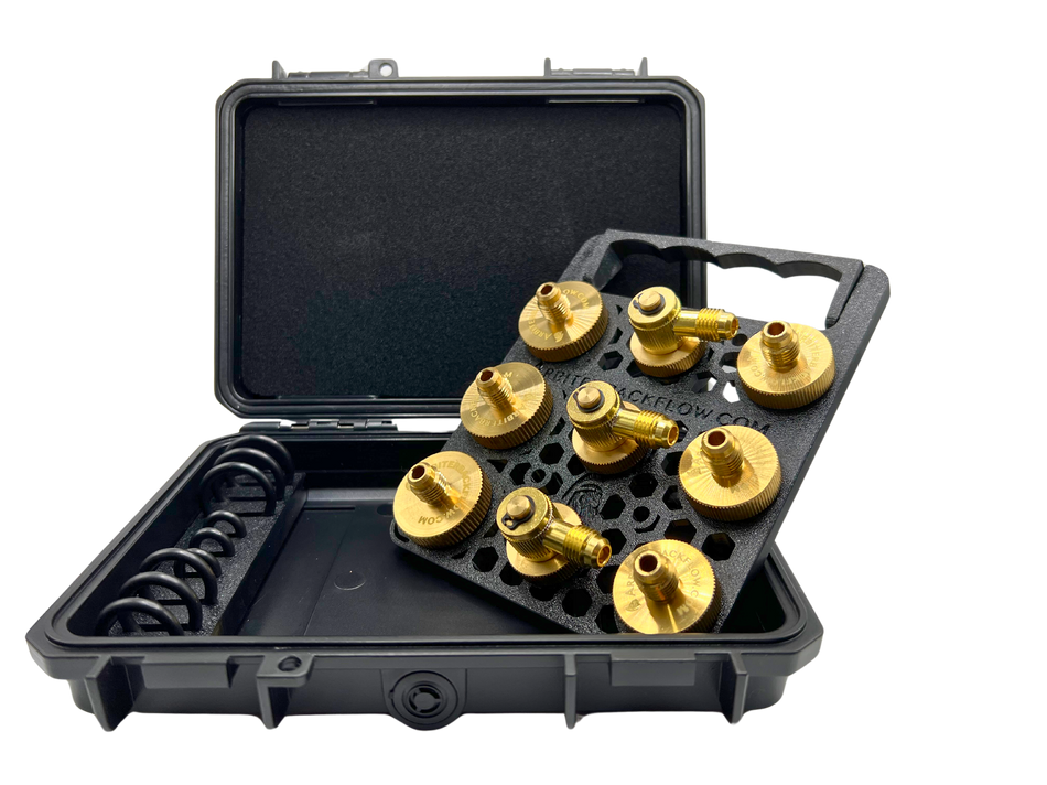 Brass Quick Test Fittings Set of 9 with Holder